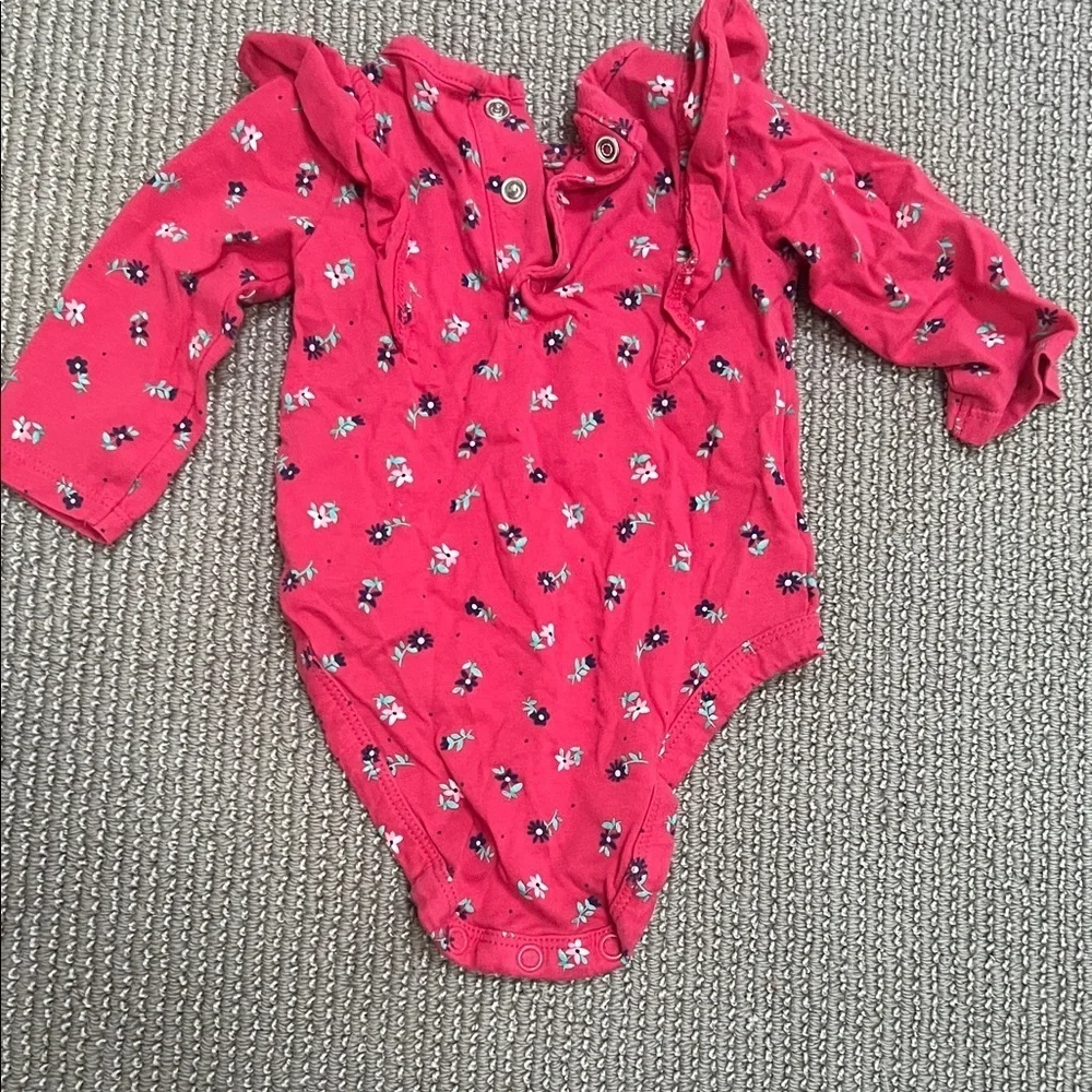 Carter's Red Floral Ruffle Bodysuit